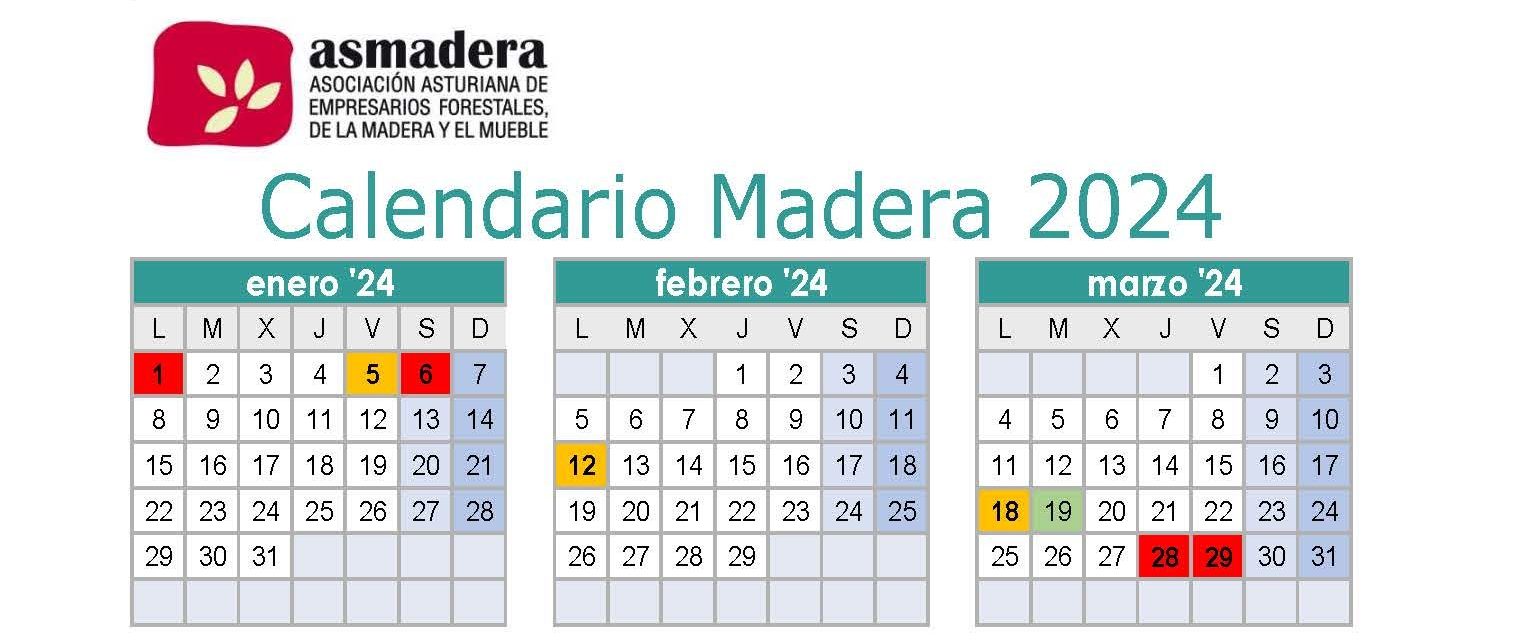 Calendario laboral 2024. Sector Madera